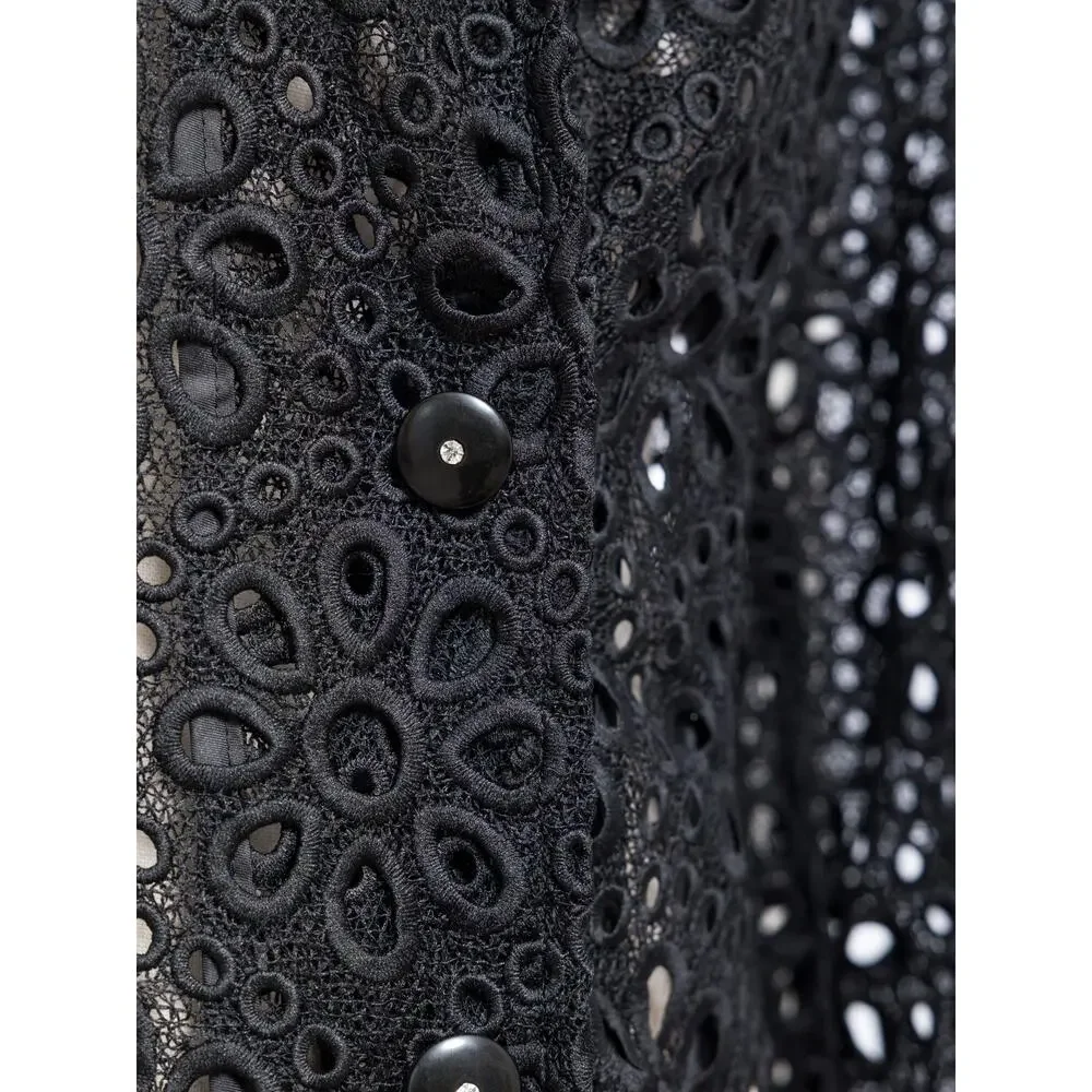 Berek Women's Black Lace Brazer Size L Scalloped Long Sleeve Summer NWT - Picture 5 of 7